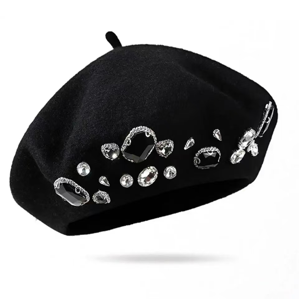 French Beret Thick Rhinestone  - огляд і ціна Beret French Wool