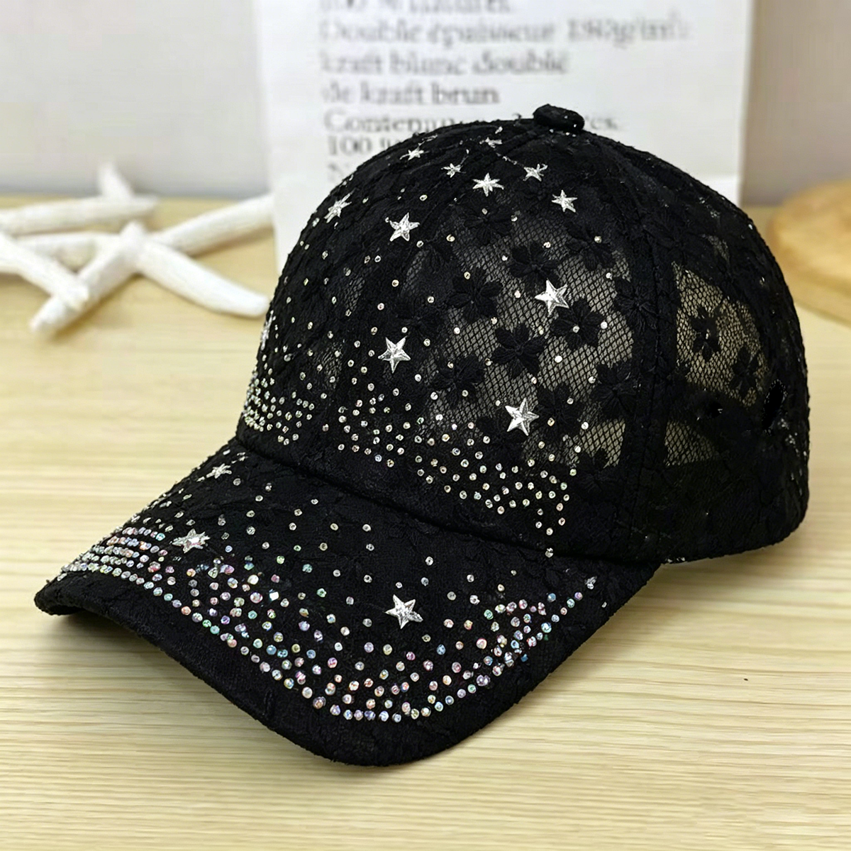 Shiny Rhinestone Lace Flower B - огляд і ціна Baseball Cap Structured