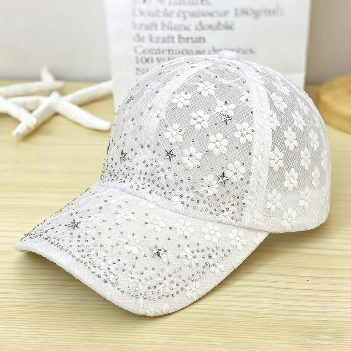 Shiny Rhinestone Lace Flower B - огляд і ціна Baseball Cap Structured