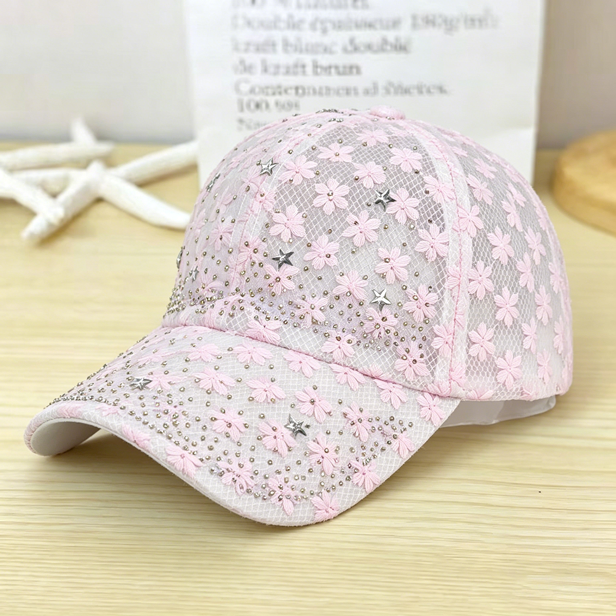 Shiny Rhinestone Lace Flower B - огляд і ціна Baseball Cap Structured
