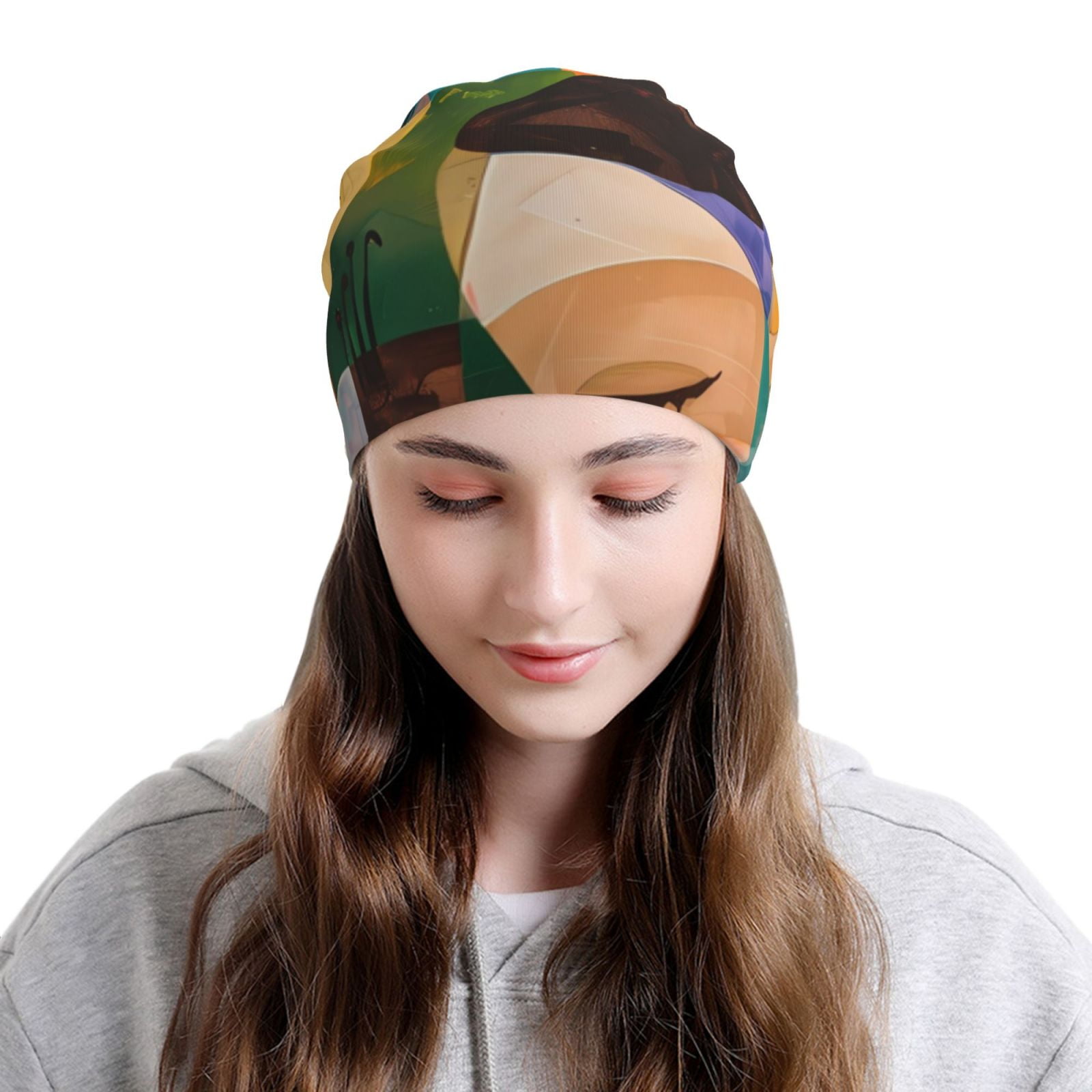 Abstract Musical Faces Printed - огляд і ціна Beanie Cuffed Knit