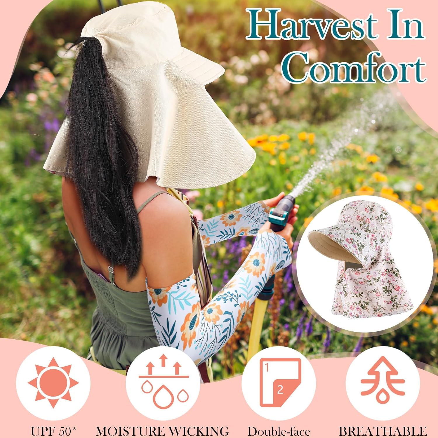 2 Pcs Floral Garden Hat for Wo - огляд і ціна Sun Hat Wide Brim