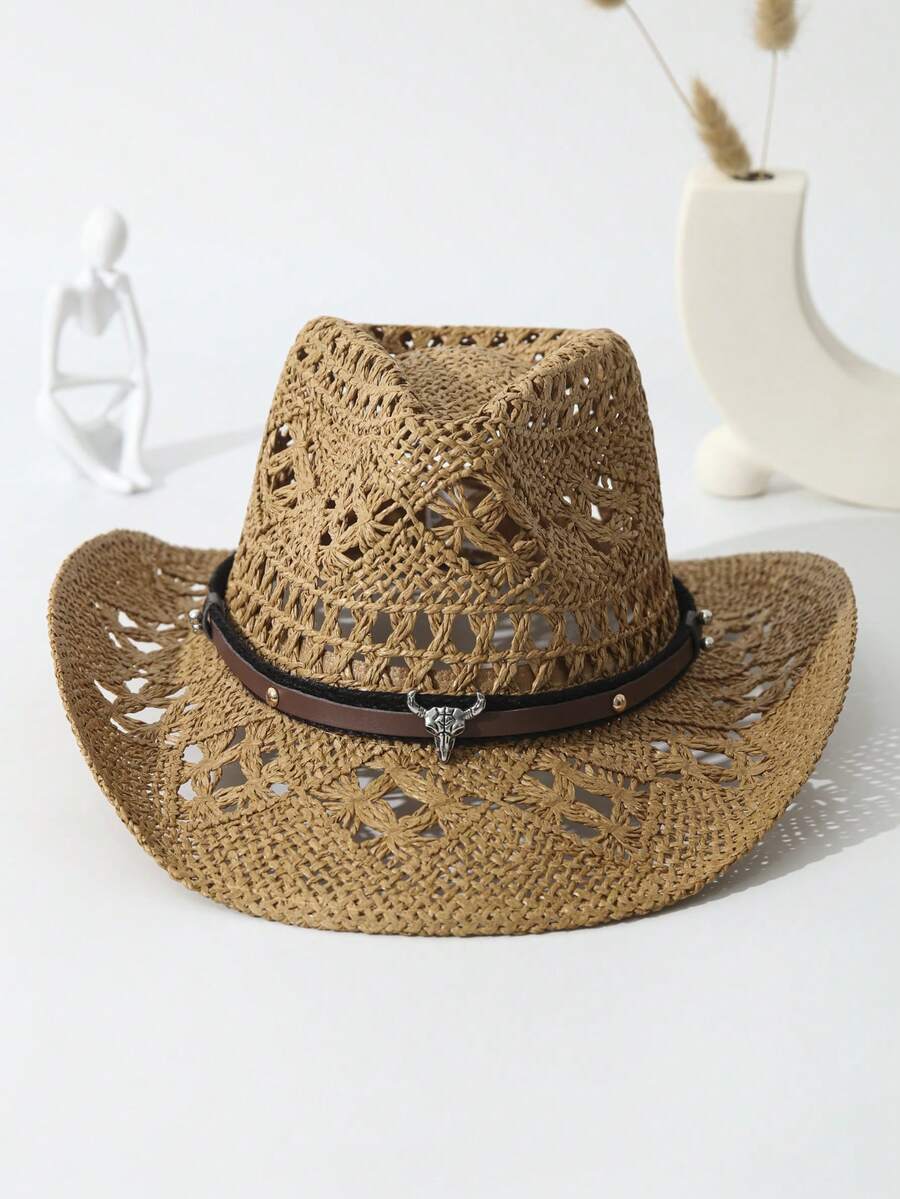Unisex Cattle Head Decor Cowbo - огляд і ціна Cowboy Hat Straw