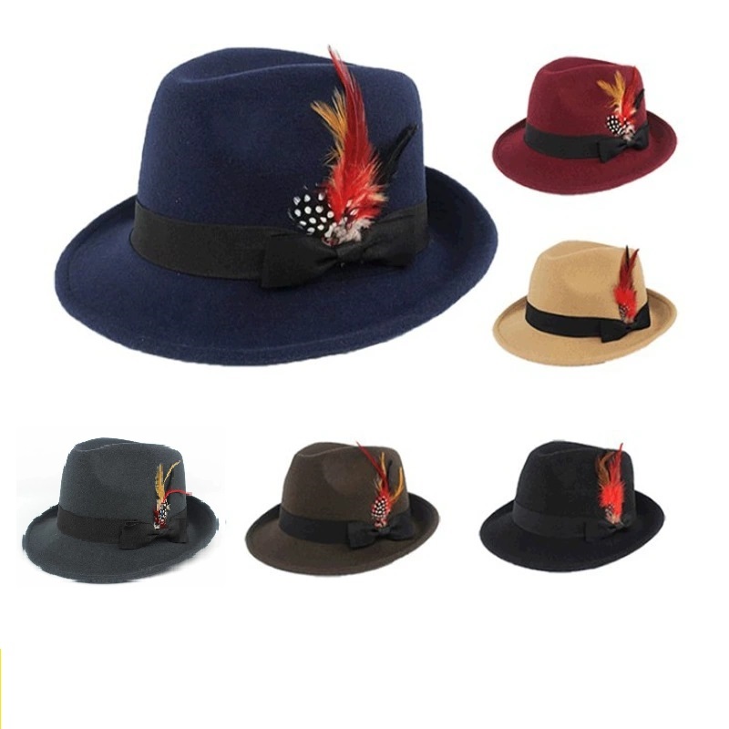 Hot-Selling Feather Top Hat Br - огляд і ціна Fedora Hat Wool