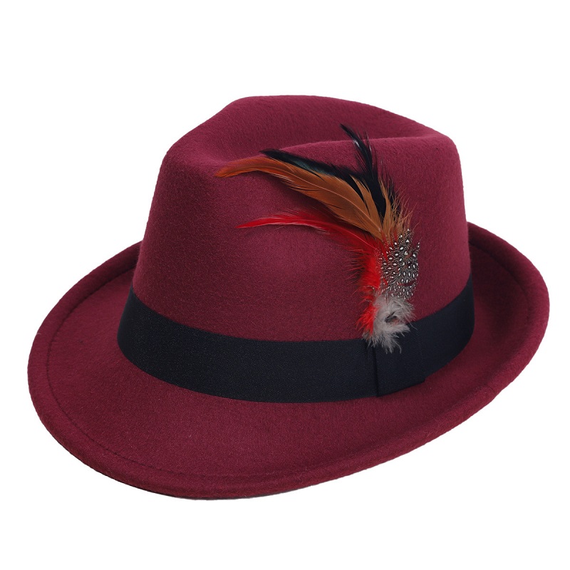 Hot-Selling Feather Top Hat Br - огляд і ціна Fedora Hat Wool
